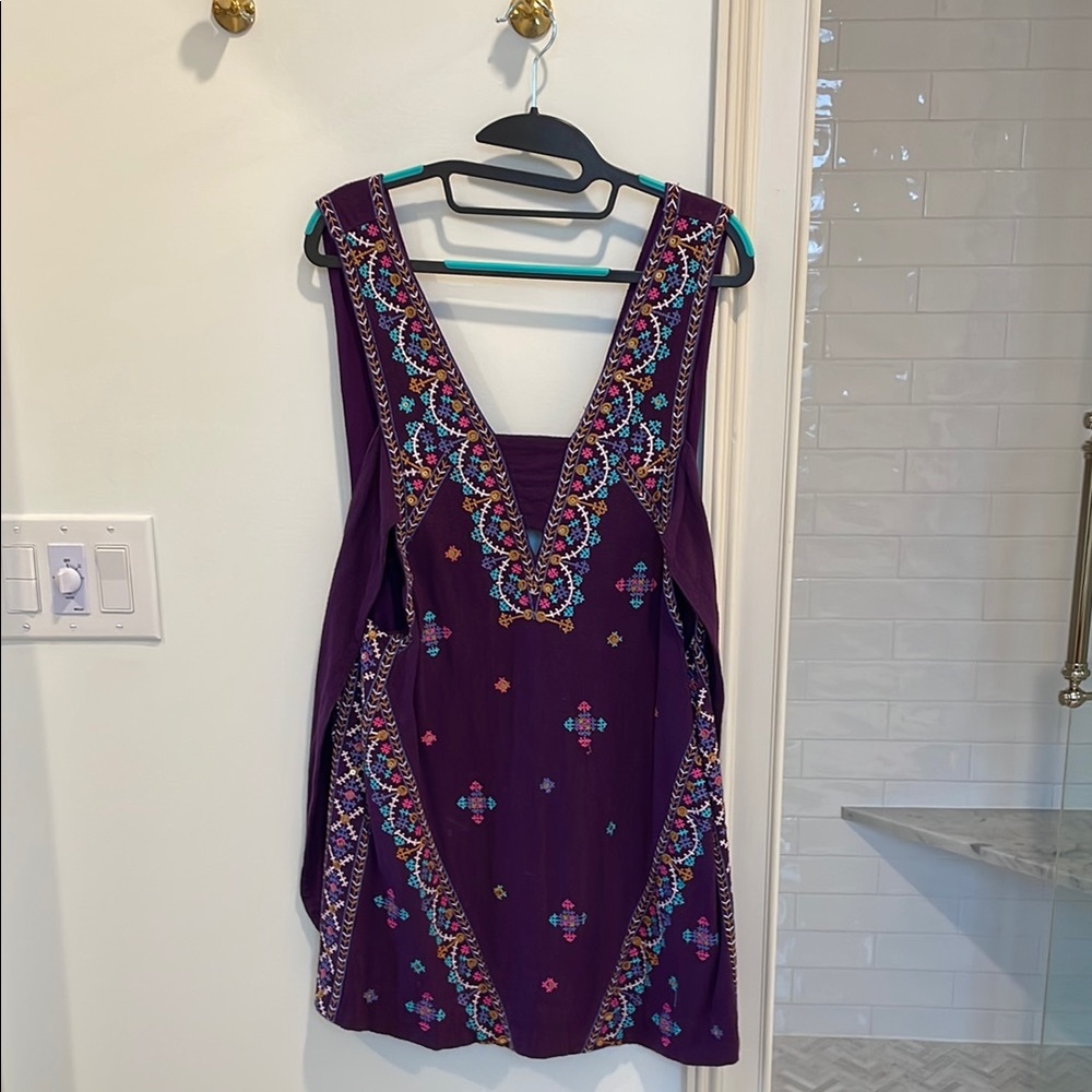 Free People Embroidered Purple Dress